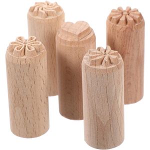 Ronde stempel voor klei, scrapbooking en afdrukken - Bloemenpatroon - Houten pottenbakkersgereedschap - 2cm - Set van 5