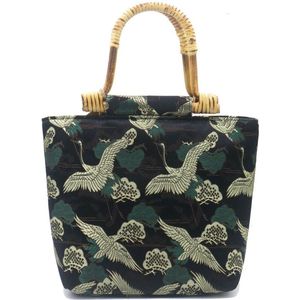 Handtas – Japanse stijl - kraanvogels - schoudertas – vakje – rits – afsluiten - print – geel – hip – trendy – tijdloos – chique – cadeau – geschenk – feest – feestdagen – verjaardag – dames – vrouwen – unisex