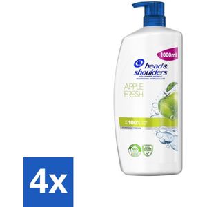 Head & Shoulders - Anti-Roos Shampoo - Apple Fresh - Pompflacon - 1000 ml - Voordeelverpakking - 4 stuks