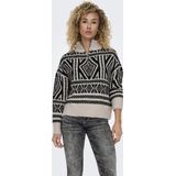 Only Trui Onlfelicia Ls Zip Pullover Knt 15329930 Pumice Stone/w. Black Dames