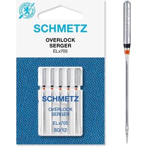 Schmetz Overlock univ. machinenaalden, geweven stoffen, ELx705, dikte 80, 1 doosje 5 st.