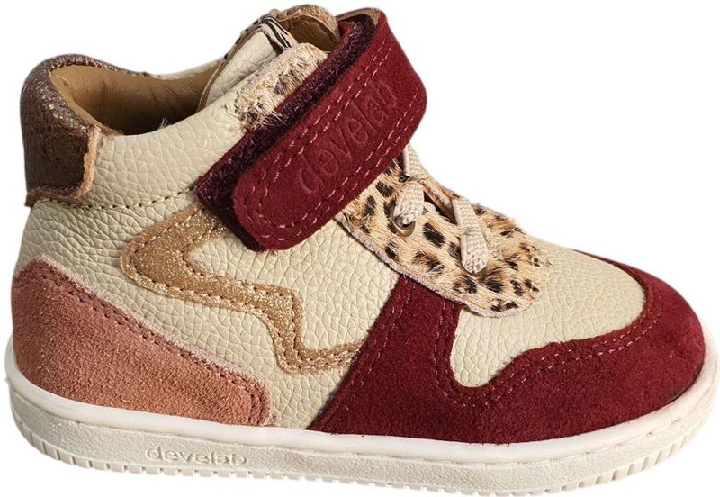 Develab - 44352-439 - Casual Schoen - Bordo Combi - Halfhoge Schoen - Klittenband en Elastische Veters