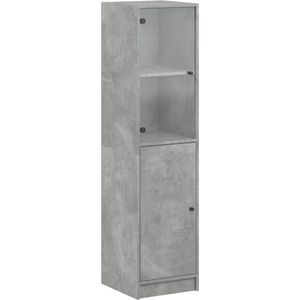 vidaXL - Hoge - kast - met - glazen - deur - 35x37x142 - cm - betongrijs