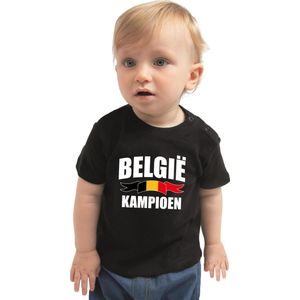 Belgie kampioen fan t-shirt zwart jongens en meisjes - kraamcadeau - babykleding - EK/ WK shirt / outfit 74