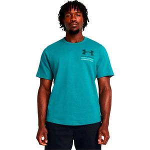 Under Armour - Rival Terry Colorblock - T-shirt - Blauw - Korte Mouwen