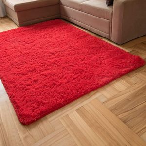 Modern Shaggy Vloerkleed 160x230 cm - Rood - Goede Geluidsdemping en Antislip