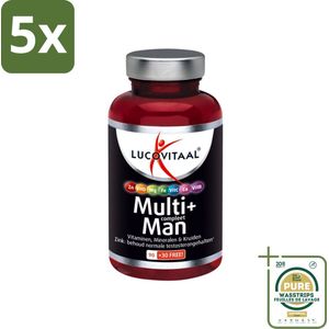 5 x Lucovitaal - Vitaminen - Multi+ Compleet Man - 120 Tabletten - Grootverpakking - Multivitamine Voor Mannen - Testosteron - Energie - Vitaliteit - Gezondheid