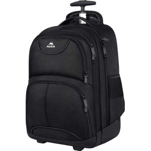 Matein 38L Hybride Laptoptrolley - Rugzak Trolley Combinatie - RFID Blokkering - Reistrolley - Anti-Diefstal Vak - Waterbestendig - Rubberen Wielen - Heren en Dames - Zakenreizen of Dagelijks gebruik - Zwart