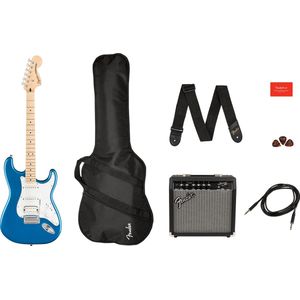 Squier Affinity Stratocaster HSS Lake Placid Blue Starterpack - Elektrische gitaar starterset - blauw
