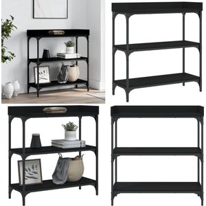 vidaXL Wandtafel met schappen 75x30x80 cm zwart - Wandtafel - Wandtafels - Bijzettafel - Console Tafel