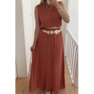 Setje, top+rok, terracotta kleur, one size