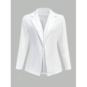 Dames Blazer Open Voorkant Kantoorjas Lange Mouw Zakelijk Werk Blazer Effen Kleur Blazer Jas Wit XL