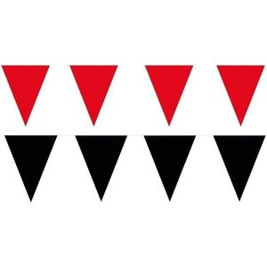Zwart/Rode feest punt vlaggetjes pakket - 120 meter - slingers/ vlaggenlijn