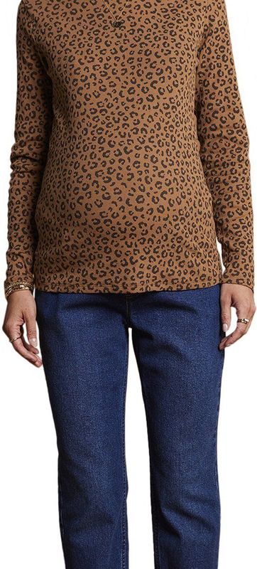 Envie de Fraise - Zwangerschapsshirt - Beige - Luipaardprint