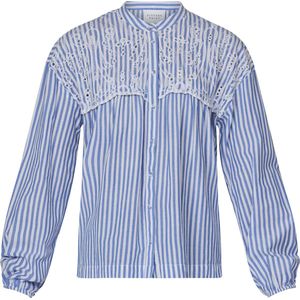 SISTERS POINT Ilua-sh1 - Dames Blouse - White/blue - Maat XS