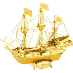 Metal Earth Modelbouw 3D Gouden zeilschip driemaster Golden Hind - Metaal