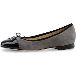 Werner Kern Mila Ballerina schoenen dames - Klassieke Ballerina's - Grijs suede en zwart lakleer - Instappers - Damesschoenen - Ballet flats - Werner Kern Ballerinas - Zwart/grijs - 41.5