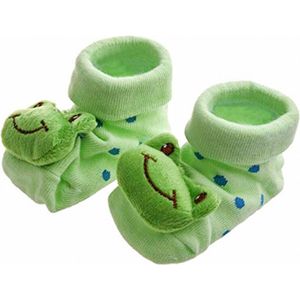 Babysokjes Kikker - 1 paar - 0-6 maanden - anti-slip - jongens - meisjes - katoen - groene sokken