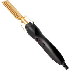 Haarstijltang Hot Press Kam Keramische Krultang Stijltang Krultang Ontwerp Haar Hot Press Kam, Draagbare Anti-verbranding Pruik Baard Stijltang Perskam voor Reis- en Thuisgebruik