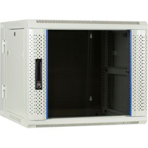 DSIT 9U witte wandkast (kantelbaar) met glazen deur 600x600x500mm (BxDxH) - serverbehuizing - serverrack - serverkast - 19 inch