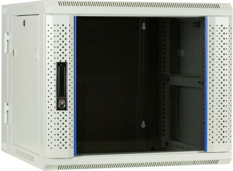 DSIT - 9U Wandkast - Wit - Glazen Deur - 600x600x500mm