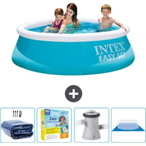 Intex Rond Opblaasbaar Easy Set Zwembad - 183 x 51 cm - Blauw - Inclusief Solarzeil - Onderhoudspakket - Zwembadfilterpomp - Grondzeil
