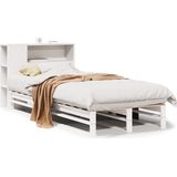 vidaXL - Bed - met - boekenkast - zonder - matras - massief - hout - wit - 90x190 - cm