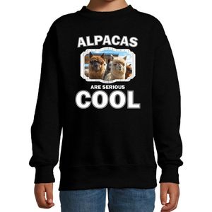 Dieren alpacas sweater zwart kinderen - alpacas are serious cool trui jongens/ meisjes - cadeau alpaca/ alpacas liefhebber - kinderkleding / kleding 98/104