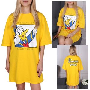 DISNEY Donald Duck Gele loszittende nachtjapon, dameshemd met korte mouwen