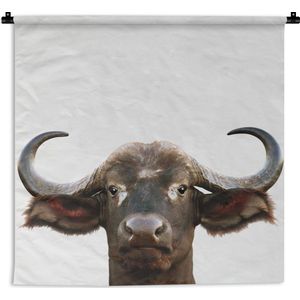 Wandkleed Animalprintshop - Buffel - Portret dierenprint kinderkamer Wandkleed katoen 60x60 cm - Wandtapijt met foto