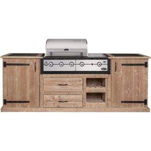 Outside Meubelen | Buitenkeuken - Padang | Boretti Ibrido Top BBQ | Natuursteen blad | Steigerhout | Tuinmeubelen