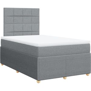 vidaXL - Boxspring - met - matras - stof - lichtgrijs - 120x200 - cm