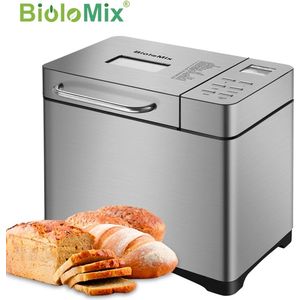 BioloMix - Automatische Brood Maker - Broodbakmachines - Broodmix - Broodmixen Voor Broodmachine - Broodbak Machine - Loafmaker - 19 In 1 - 1KG - 650W - RVS-