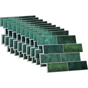 Dekorix plaktegels - Set van 10 zelfklevende tegels - Tegelstickers - Keuken - Badkamer - 29.4*21.4cm - Groen