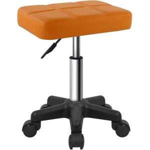 Rechthoekige Draaibare Kruk met Wielen – Spa- en Salonstoel voor Thuis en Keuken, Bruin