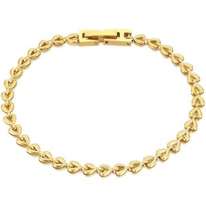 Twice As Nice Armband in goudkleurig edelstaal, hartjes 17 cm