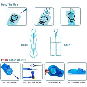 Waterzakkit - 4-in-1 Draagbare Waterzakbuisreinigingskit Waterzakreinigingskit Waterzakkit Borstels + Waslijn