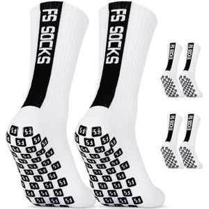 AVABEST Voetbalsokken voor heren, 2 paar voetbalsokken voor mannen, 46-50, grip sokken, voetbal, antislip, sportsokken voor basketbal, hardlopen, fietsen, tennis, wit, wit, 46-50 EU