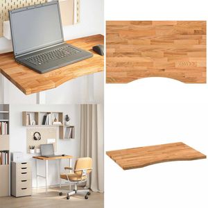 vidaXL Bureaublad rechthoekig 80x50x2,5cm massief eikenhout lichtbruin - Bureaublad - Bureaubladen - Vervangend Tafelblad - Meubelpaneel