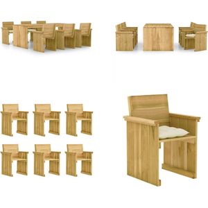 vidaXL 7-delige Tuinset met kussens geïmpregneerd grenenhout - Tuinset - Tuinsets - Eethoek - Loungeset