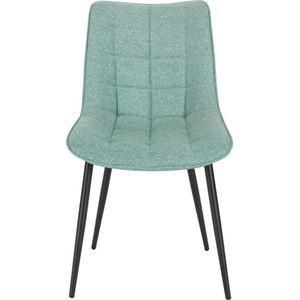 Set van 2 Moderne Eetkamerstoelen - Linnen Zitting - Turquoise Design Met Metalen Frame