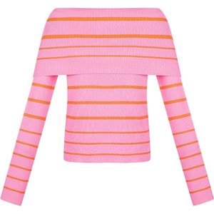 Gestreepte off shoulder top - nieuwe collectie - dames - roze - maat S/M