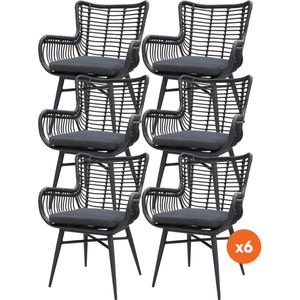 Set van 6 - Jasmine dining tuinstoel - Black