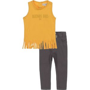 Koko Noko - Kledingset(2delig) - Broek bruin - Hemdje geel - Maat 86