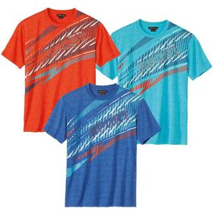 ATLAS FOR MEN - Set van 3 sportieve T-shirts - Heren - Verkrijgbaar in grote maten - L
