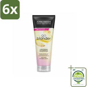 John Frieda – Shampoo – Sheer Blonde Go Blonder Lightening – Oplichtend effect – 250 ml - Voordeelverpakking - 6 stuks - Blond haar oplichten - Natuurlijke oplichting
