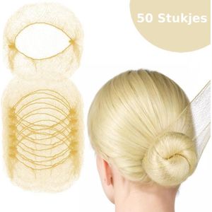 Haarnetjes blond 50 stuks - Haaraccessoires voor ballet & paardrijden - Onzichtbaar knotnet elastisch - Haarnet 55 cm nylon voor vrouwen, meisjes om Haarknoopjes te maken