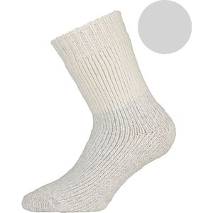 WOOLY-Socks, Wollen sokken met siliconen zool, - 37-41 - bedsokken - warme sokken - ecru /zilvergrijs