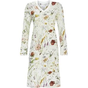 Ringella - Nachthemd - Wit - Bonte Bloemenprint - Lange Mouwen - V-hals