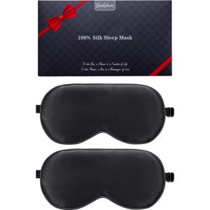 Zijden slaapmasker - 100% puur zijde - 2 stuks - zwart